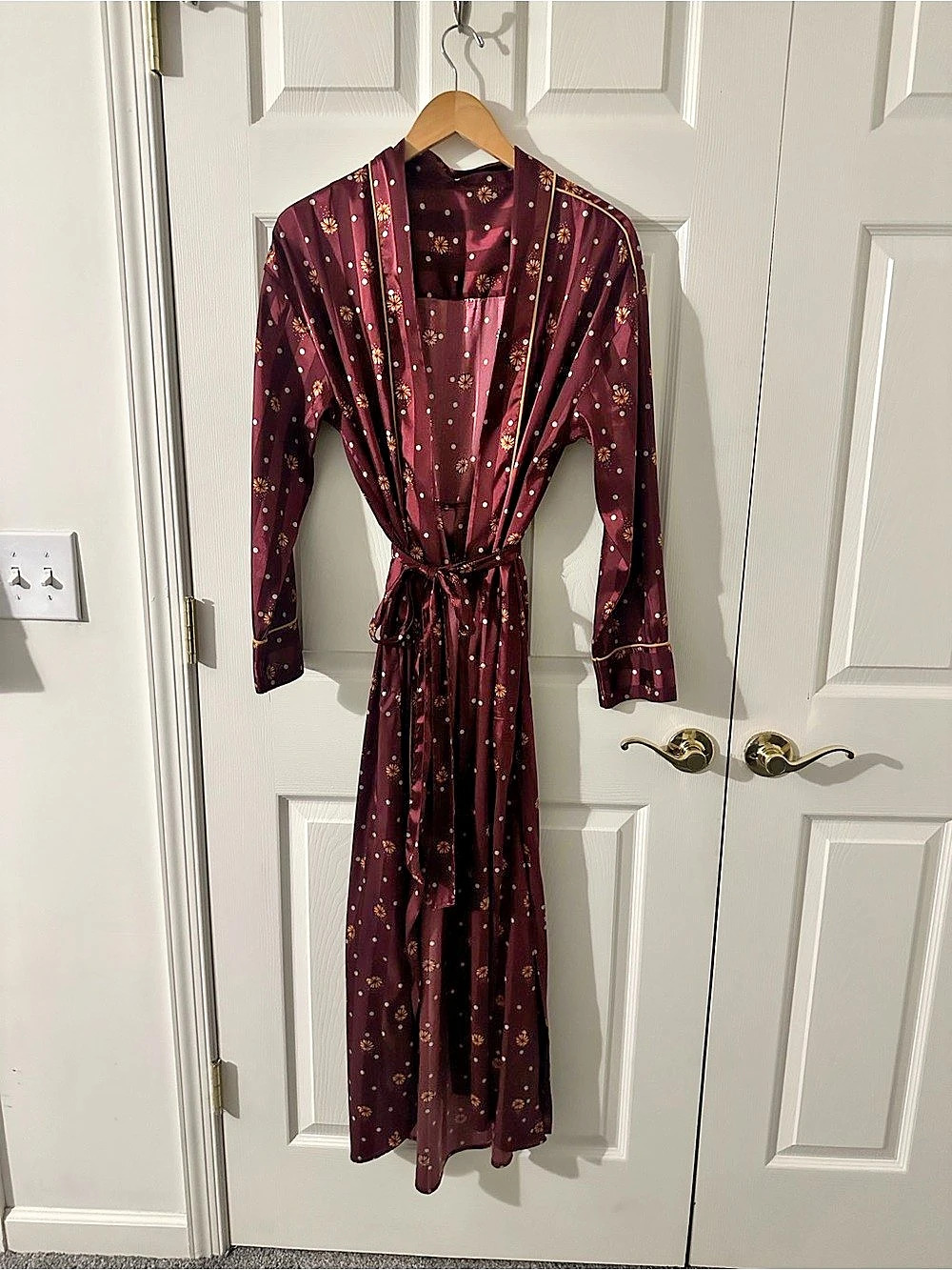 Free People FP Intimately Pajama Party Robe Kimono Wine Combo Medium